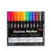 Caneta Outline de Linha Dupla Sonhadora Transfronteiriça 48 Cores Caneta Metálica DIY Planner Colorido Marcador Caneta de Pintura para Cartão de Natal