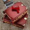 Equipaje Boda Roja caja dote nupcial caja contraseña boda caja presión rojo vino femenina marco aluminio dorado trolley estuche de cuero