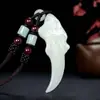 Colgante de Diente de Lobo de Jade Blanco Afgano para Hombres y Mujeres, Colgante de Jade para Transmisiones en Vivo, Jade Hetian, Cadena de Suéter de Jade Verde, Regalo Promocional