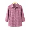 Casaco Fino de Primavera e Verão da Vovó para Mulheres de Meia-Idade e Idosas, Camisa de Algodão Puro de Verão da Mamãe, Blusa Solta de Manga Longa para Senhoras Idosas