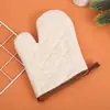 Algodón Lino Blanco Crudo Engrosado Resistente a Altas Temperaturas Anti quemaduras Aislamiento Térmico Guantes para Hornear Horno Soporte para Sartén Soporte para Olla Guantes para Horno de Microondas