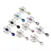 Colgante de flor de aleación de plata de 52*28 MM más vendido para decoración de ropa, accesorios para el cabello, accesorios para joyería DIY con adornos de vidrio