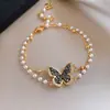 Pulseira de moda com contas de zircônia e pérola, luxo leve, elegância de alta qualidade, joia de design versátil e única