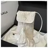 Bolso de Teléfono Móvil Tejido de Paja Simple y de Moda para Mujer, Diseño de Nicho, Mini Bolso Cuadrado Cruzado de un Solo Hombro, Billetera Tejida Versátil