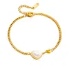 Tobillera Corazón Perla Blanca Oro 18K Acero Inoxidable Titanio Joyería Set de Lujo Ligero Nuevo Estilo Transfronterizo Europeo y Americano Accesorios