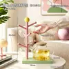 Portavasos con forma de árbol de color dopamina INS, soporte ventilado y de drenaje para múltiples tazas, adorno de escritorio elegante y práctico