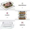 Conjunto de recipientes de armazenamento de alimentos de vidro borossilicato de alta qualidade para uso doméstico, com vedação nas quatro faces para evitar vazamentos, adequado para uso em micro-ondas e forno, e projetado para armazenamento