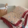 Colcha de Algodão e Linho Corda Estilo Coreano Estilo Ins Camada Dupla Gaze Veludo Feijão Primavera e Outono, Núcleo de Colcha de Inverno Duplo Espessado e Quente