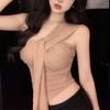 Top Tubinho Irregular Justo Slim Fit de Menina Quente Tailandesa Feminino Verão Justo Emagrecimento Sexy Roupa Externa Ombro Único Alça