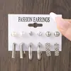 Venda Direta da Fábrica Mais Vendido Brincos Argola de Pérola em Liga de Pérola Estilo Europeu e Americano para Mulheres, Conjunto de Brincos Geométricos Quadrados