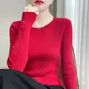 Suéter básico de punto fino de cuello redondo para mujer, de primera línea transfronterizo listo para usar, nuevo modelo 26 otoño/invierno, color liso versátil, capa base de punto ajustada