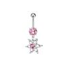 Venta al por mayor de fábrica, popular anillo de ombligo con colgante de pistola rosa de estilo europeo y americano, joyería para piercing en el ombligo con circonitas de amor