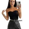 2024 Comercio Exterior Verano Moda Femenina Jersey Top Tubo AliExpress Sexy Slim Color Sólido Top de Punto