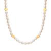 Cuentas Redondas Doradas Empalmadas con Ovaladas Asimétricas Exquisita Perla de Agua Dulce Madre Collar Joyería Francesa que No se Desvanece para Mujeres