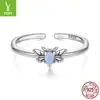 Dije de plata anillo original de abeja luminoso piedra luminosa nicho alta gama lujo ligero estilo ins joyería personalizada venta al por mayor