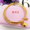 Pulsera de calabaza para mujer chapada en oro latón, joyería de oro de imitación electrochapada, suministro físico, una variedad de finas pulseras ensambladas en espiral