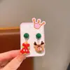 Novos Brincos de Clipe Desenho Animado para Crianças Sem Orelhas Furadas Chifre de Rena de Natal Contas Penduradas Brincos com Franja Brincos Decorativos para Meninas
