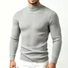 Suéter de Punto para Hombre Otoño e Invierno, Cuello Medio Alto, Elástico, Color Liso, Jersey, Moda Juvenil, Capa Base Casual