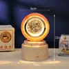 Bola de Cristal Transfronteiriça Base Giratória com Textura de Madeira Luminária Noturna Brilhante Lâmpada do Céu Estrelado 3D Decoração de Mesa Presente Criativo de Feriado