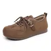 Outono e Inverno Novos Tênis de Treino Alemães Retrô Femininos Planos com Cadarço Boca Rasa Solado Macio Casuais Versáteis Sapatos Femininos Acolchoados Quentes de Algodão