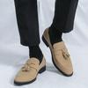 Mocasines para Hombre Transfronterizos Talla Grande Nuevos Zapatos Casuales de Moda para Hombre Slip-On Borla Zapatos de Cuero Slip-On