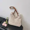 Bolso de Hombro Casual para Mujer de Moda Nueva Primavera, Bolso de Mano Estilo Perezoso Calado, Bolso Tejido con Hilo Grueso para Mujer