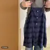Conjunto de Verano 2026 para Niñas, Nuevo Estilo Coreano para Niños Mayores, Vestido de Tirantes a Cuadros Estilo Bosque, Conjunto de Tres Piezas de Color Sólido con Manga Corta, Moderno