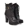Botas Martin de moda para exteriores con hebilla de cuero y cordones 2026 Nuevas con tacón grueso de tacón alto talla grande 40-43 Botas de caña baja
