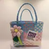 Bolso Cruzado de Plástico Trenzado Color Dopamina Bolso Versátil Cesta de Mano Bolso de Recuerdo de Boda Bolso de Mano