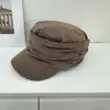 Sombrero de Montar Plisado Retro Versátil para Mujer, Cálido y Elegante para Otoño/Invierno, Protección Solar, Adelgazamiento Facial, Sombrilla de Viaje, Gorra tipo Newsboy