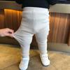 Leggings Infantis Cuidadosamente Selecionados para a Primavera de 2025, Leggings 100% Algodão para Meninas, Calças Compridas Unisex para Bebês e Crianças com Cintura Alta