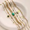 Pulsera de Doble Capa y Una Sola Capa con Mariposa y Trébol de Cinco Hojas para Mujer, Acero de Titanio, Nácar, Acero Inoxidable, No se Desvanece, Moderna y Exquisita, Varios Estilos de Joyería