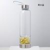 Vaso de Agua Energético de Grava de Cristal Natural Tapa de Acero Inoxidable 304 Botella de Agua con Partición de Boca Pequeña Vidrio para Spa Transfronterizo