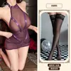 Lencería sexy con temática naranja, uniforme transparente de malla con retazos y tirantes para chica sexy, pijama seductor que no se quita A895