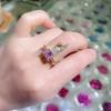 Juego de Conejo Moe Pendientes con Incrustaciones de Zirconio AAA Aguja de Plata Esterlina 925 Opción Colorida Colgante de Lujo Ligero Lindo Anillo Abierto