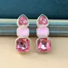 Brincos Atacado Comércio Exterior Transfronteiriço Europeu e Americano Retro Diamante Colorido Quadrado Geométrico Simples Brincos de Strass Brincos para Festa de Jantar Atacado
