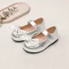 Zapatos Mary Jane Brillantes con Lazo para Niñas, Zapatos Infantiles para Fiestas y Actuaciones, Velcro Suela Suave Antideslizante Zapatos Planos de Princesa
