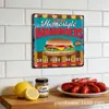 Placas de lata retro personalizadas para fast-food para paredes de restaurantes, arte decorativo de lata quadrado 20x30cm