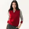 Camadas estilosas~ Elegante colete de tricô de caxemira para mulheres, outono e inverno, espessado, sem mangas, macio e liso, regata de gola V, suéter