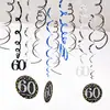 Festa de Aniversário Decorações Espirais Penduradas de PVC com 12 Peças para 30º, 40º, 50º, 60º Aniversário Decoração de Ambiente Pingentes Internos