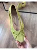 Versão em Pele de Ovelha Aumento Interno Laço Bico Baixo Sapatos Únicos Femininos Couro Genuíno Moda Solado Macio Slip-on Sapatilhas Sapatos Rolinho de Ovo
