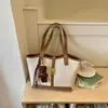 2026 Nuevo Modelo Bolso Tote Tejido con Contraste de Color, Bolso de Hombro de Gran Capacidad, Bolso Versátil para Viajes y Uso Diario