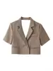 2026 Chaqueta Cardigan Nueva Estilo Commuter de Manga Corta con Cuello Solapa Vintage