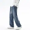 Jeans de Mezclilla Lavada Negros para Primavera, Verano y Otoño, Nuevos Jeans para Hombre de Alta Calle Americana Vintage Sueltos Adelgazantes Versátiles de Moda