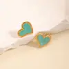 Pendientes de Tachuela con Diseño Minimalista Coreano y Japonés en Forma de Corazón, Pendientes Huecos Versátiles Únicos, Accesorios para Orejas de Acero Inoxidable con Estilo Cool de Goteo de Aceite para Mujer