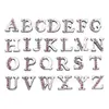 Accesorios para Joyería DIY de Letras Rosas de Perforación Media de 8 mm con Accesorios de Soporte, 26 Perlas con Letras del Alfabeto Inglés