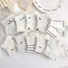 Calcetines Cortos para Mujer para Primavera y Verano, Calcetines de Algodón Delgados Completamente Blancos con Lazo, Encaje Rayado, Estilo Lindo Japonés, Calcetines de Media Caña para Estudiantes JK