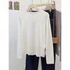 Top Básico de Punto Color Verde Hielo Menta para Mujer Otoño Invierno Estilo Coreano Color Sólido Manga Larga de Invierno Suave y Acogedor Top Interior