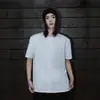 Camiseta Henley Floral Gris Regular de Hombro para Hombre, Polo de Verano Ice-Cool de Manga Corta, Streetwear Americano de Secado Rápido de Media Manga