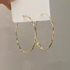 Pendientes de Aro Grandes de Plata de Ley S925 con un Diseño Elegante, Nuevos Pendientes de Aro Lisos Versátiles de Moda para Celebridades de Internet
